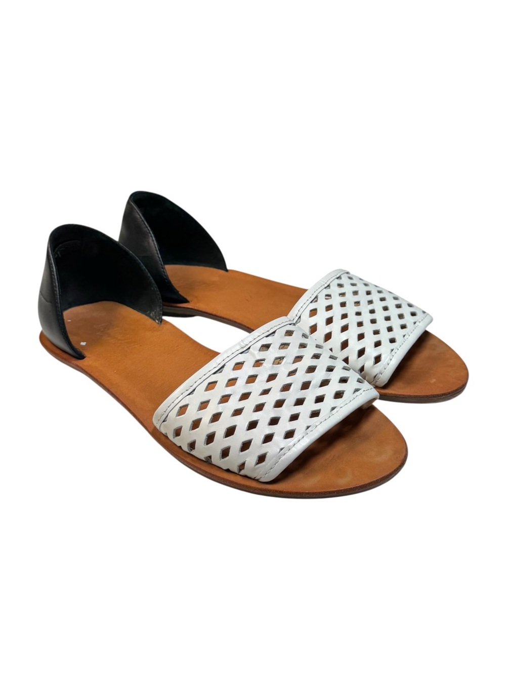 Loeffler Randall Sawyer D'Orsay Perforated Leather Flat Slip-on Sandals Size 6